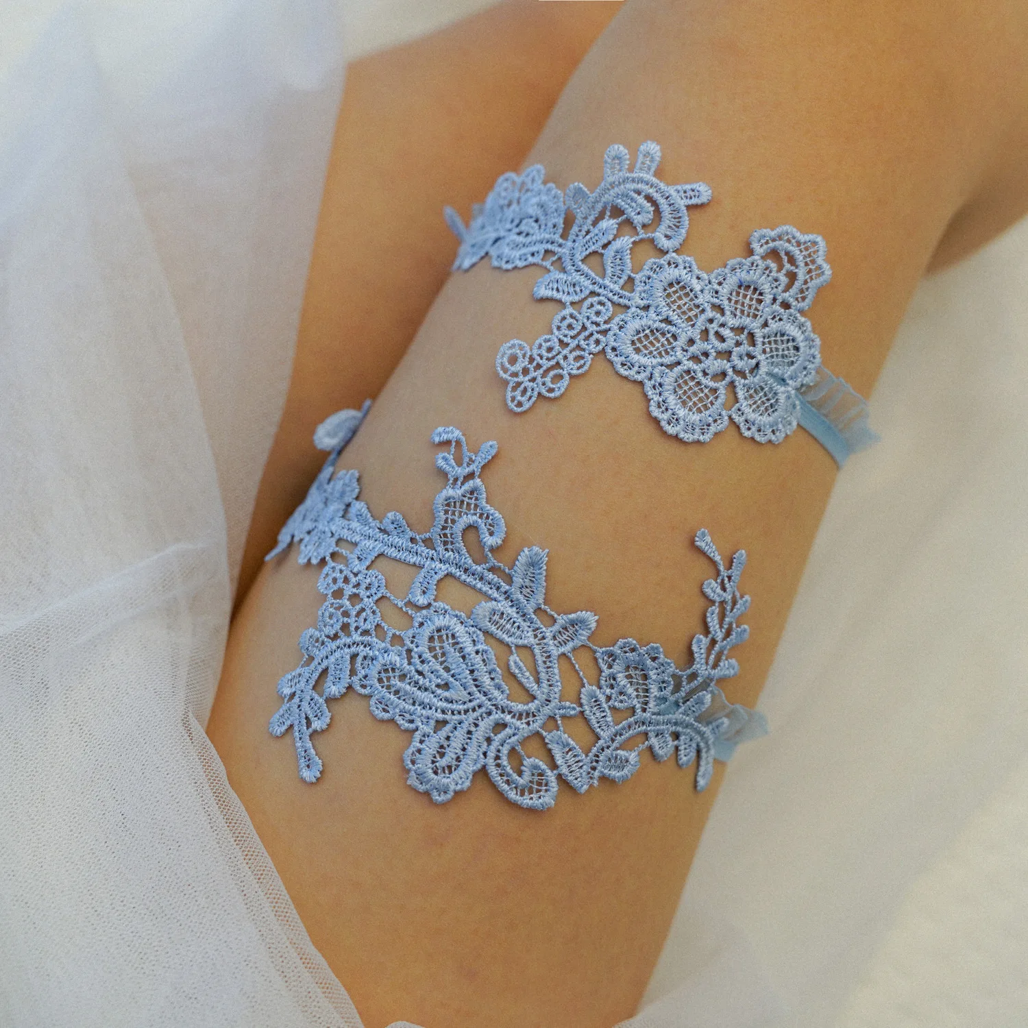 Sky Blue Wedding Garters Set L - Garter Belt Set review and price