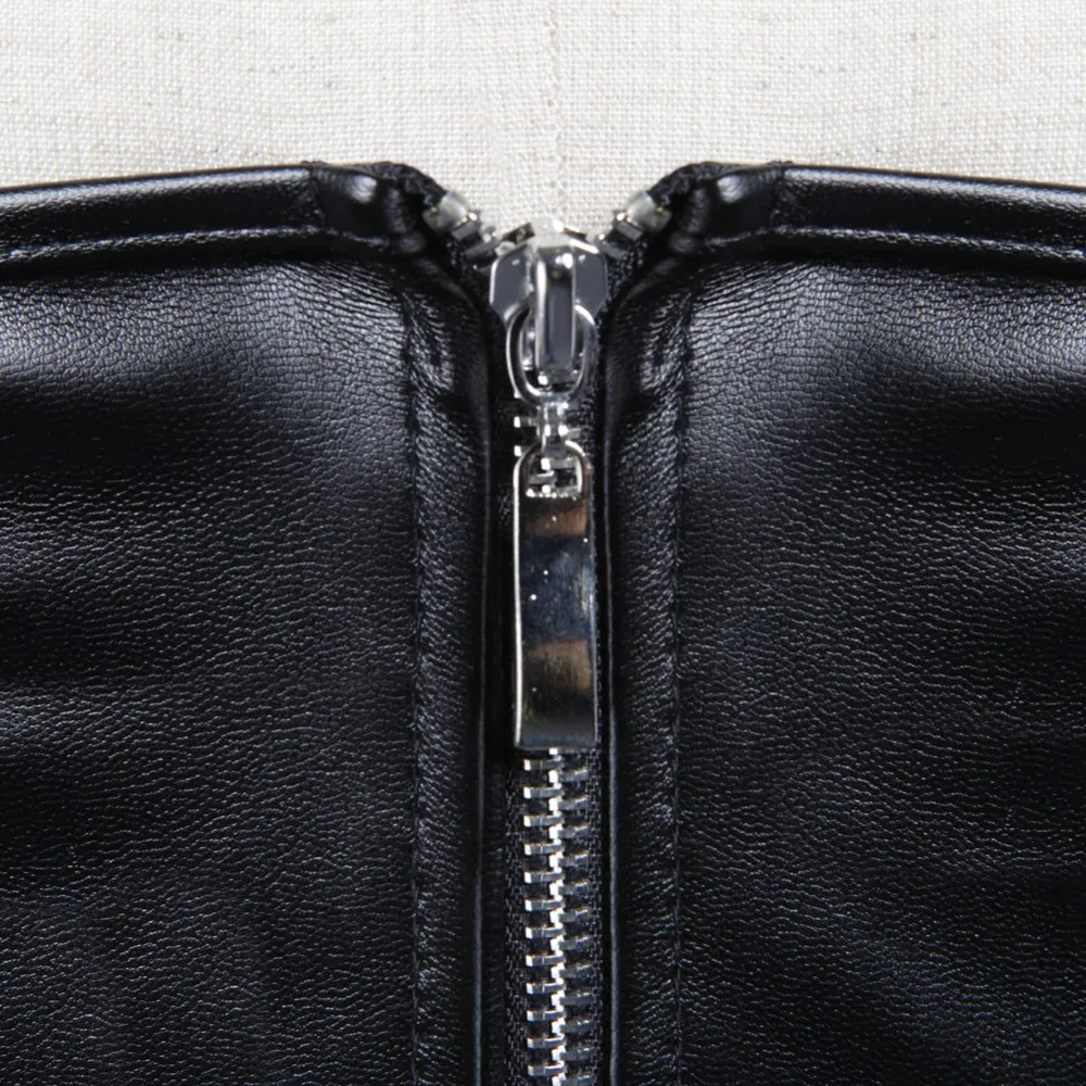 Black Short Zipper PU Faux Lea - Corset Waist Cinch review and price