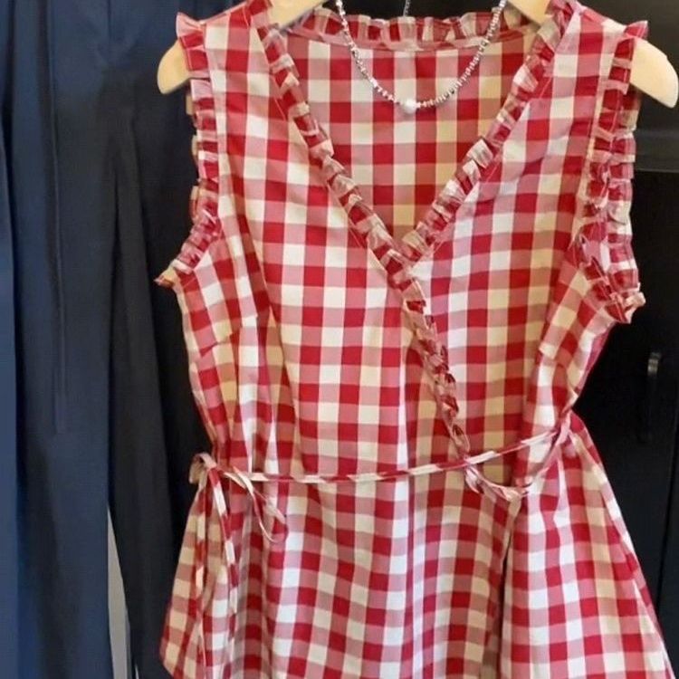 Retro Red Plaid Sleeveless Ves - Corset Waist Cinch review and price
